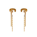 Crystal Cuff Earrings with Fine Chain Drops in Two Tones view 5