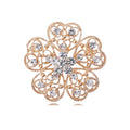 Filigree Crystal Flower Brooch in Silver and Rose Gold view 1