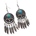 Gold and Silver Turquoise Look Feather Fringe Earrings view 5