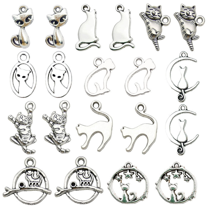 Antique Silver Cat and Cat Paw Metal Charms with 11 Listed Options