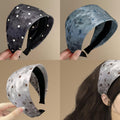 Flocked Velvet Polka Dot Wide Padded Headband 2 Colors view 2