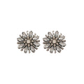 Silver Tone Blue Crystal Flower Statement Stud Earrings view 5