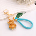 Rhinestone Owl Keychain Gold Tone Charm Pink Or Blue Styles view 3