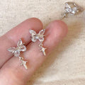 Silver Tone Butterfly And Star Ear Cuff With Crystal Drops view 2