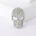 Pave Rhinestone Skull Brooch Pin Silver Black 2 Colors view 6