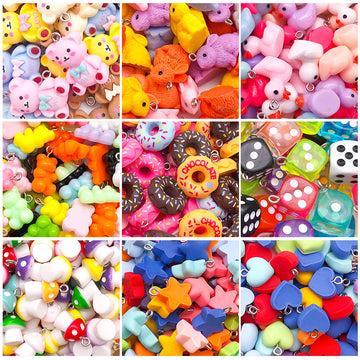 Multicolor Mushroom and Donut Glossy Charms with 9 Listed Options