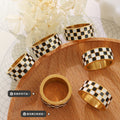 Black White Checkered Band Ring Gold Or Silver Tone view 2
