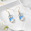 Gold Tone Scarf-Wearing Polar Bear and Alpaca Drop Earrings view 3