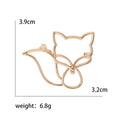 Minimal Open Line Fox Brooch in Silver or Gold Tone view 7