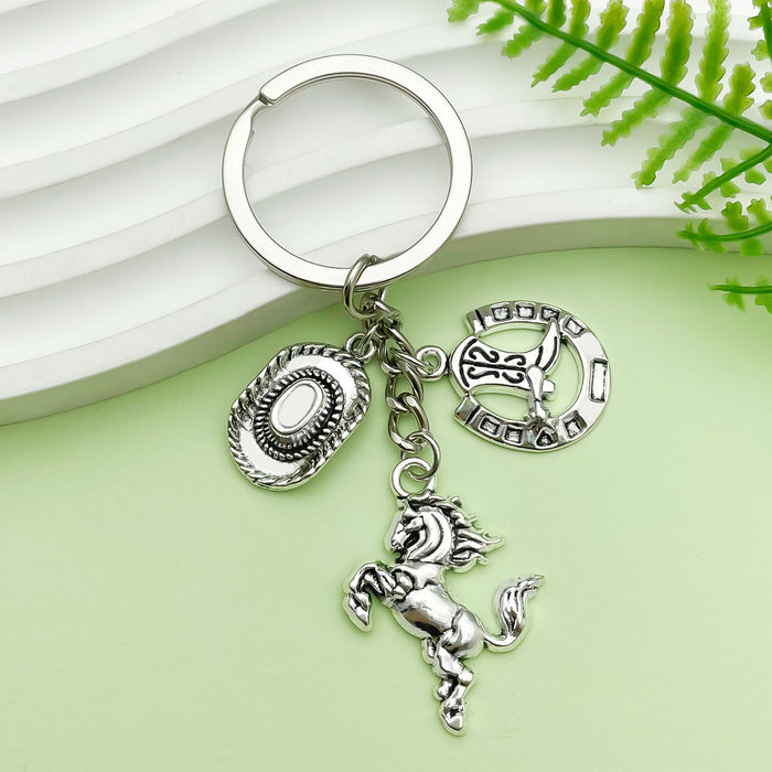 Western Cowboy Charm Keychains Featuring Heart Across 55 Pictured Variations