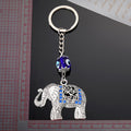 Silver Tone Openwork Elephant Blue Evil Eye Beaded Split Ring Keychain view 4