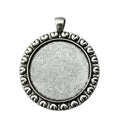 Antique Silver Scroll Border Round Cabochon Tray Pendant view 4