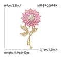 Crystal Sunflower Stem Brooch in Yellow or Pink Petals view 7
