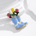 Blue Flower Enamel Metal Brooch Pin for Jackets and Lapels view 5