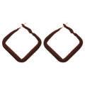 Brown Velvet Geometric Square Hoop Earrings in Two Sizes view 5
