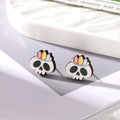 Halloween Wood Skull Ghost and Spider Stud Earrings in Nineteen Designs view 8