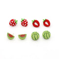 Acrylic Strawberry and Watermelon Fruit Stud Earrings in Four Designs view 1
