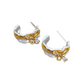 Crystal Bow Gold Tone Cuff Style Stud Earrings Jewelry Design view 5