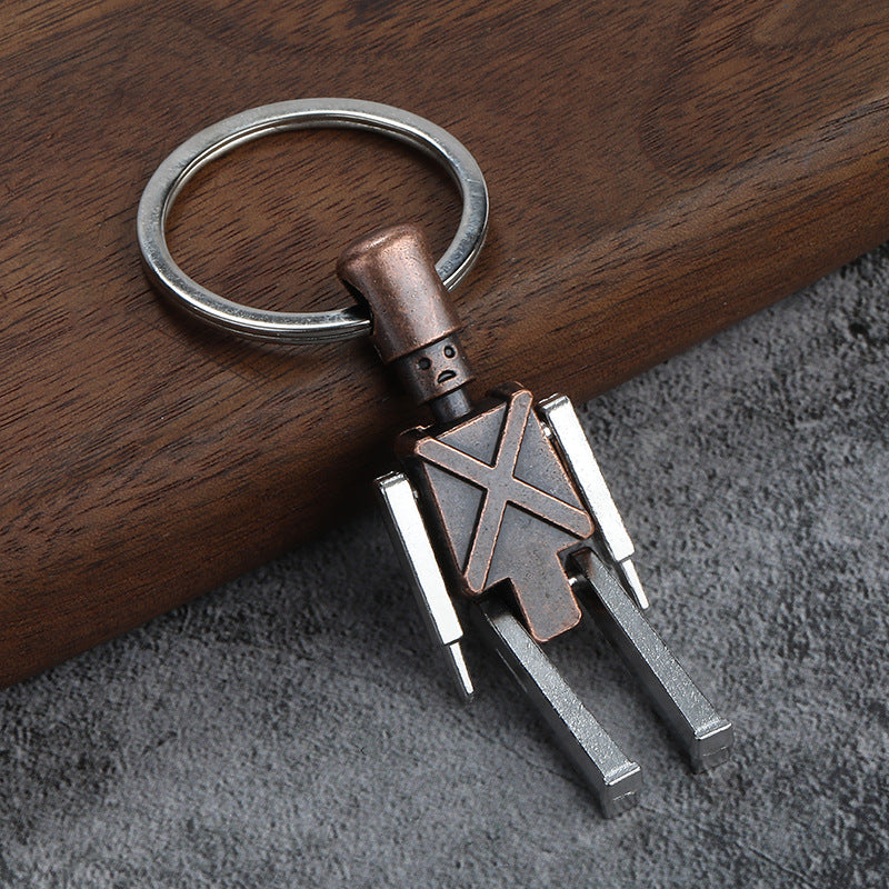 Vintage Movable Robot Metal Keychain Pendant for DIY Accessories