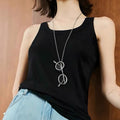 Metal Eyeglasses Pendant Long Necklace Silver or Gold view 3