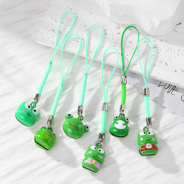 Mini Green Frog and Bell Phone Strap Charms in Six Designs