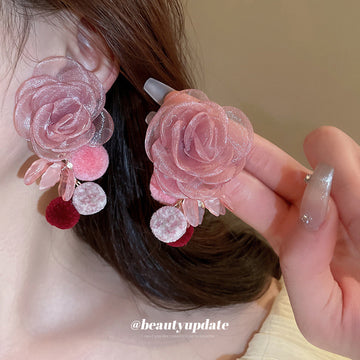 Pink Floral and Pom Pom Earrings in Three Styles Jewelry