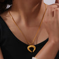 Twisted Horn Pendant Snake Chain Necklace Gold Or Steel view 1