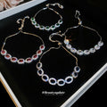 Oval Halo Crystal Slider Bracelet In Blue Clear Green Or Pink view 2