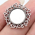 Scrollwork Round Cabochon Connector Tray in Antique Silver and Antique Bronze Metal Finish view 3