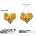 Hammered Texture Heart Stud Earrings Gold Steel Bold Metal view 6