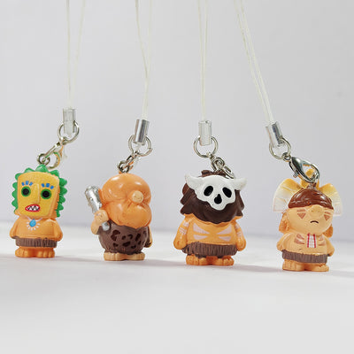 Main product view of tribal Character Resin Phone Strap Charms in Four Designs