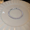 Silver Tone Tennis Bracelet In Three Clear Stone Cuts view 7