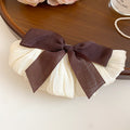 Pleated Satin Bow Spring Hair Clips Ivory And Coffee view 7