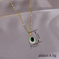 Green Oval Sunburst Pendant Necklace in Gold Tone Jewelry view 4