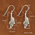 Leaf Flower Drop Hook Earrings Two-Tone and Antique Silver view 4