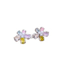 Pastel Crystal Flower Stud Earrings with Yellow Centers view 5