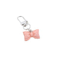 Pink and Brown Polka Dot Bow Earrings and Clip Keychains view 5
