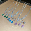 Silver Rhinestone Teardrop Pendant Necklace Earring Sets view 3