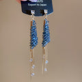 Square Crystal and Chain Tassel Stud Earrings in Four Colors view 6