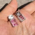 White Gold Pink Rectangle Clear Oval Geometric Studs view 3