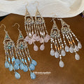 Filigree Chandelier Hook Earrings With Pink Or White Drops view 1
