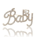 Baby Script Rhinestone Brooch With Heart Crystal Pin view 5