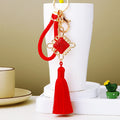 Mixed Chinese Knot Tassel and Enamel Apple Keychains in Six Options view 2
