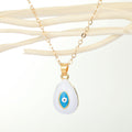 Gold Tone Teardrop Enamel Evil Eye Pendant Necklaces in Six Colors view 5