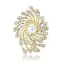 Pearl Rhinestone Firework Swirl Brooch Gold Silver Tone Pin view 5