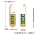 Crystal Long U Earrings in Red Green and Blue Gold Tone Styles view 7