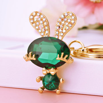 Gemstone Rabbit Keychains in White Emerald and Purple