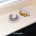 Pearl Rim Crystal Curved Ear Cuffs in Two Tones Statement Jewelry view 2