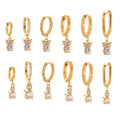Gold Stainless Zircon Cat Owl Dangle Huggie Hoop Earrings Assortment view 5