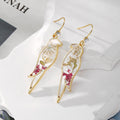 Gold Tone Pressed Flower Resin Drop Earrings in Three Designs view 2